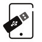 Symbolbild für Datensicherung: USB-Stick liegt auf einem stilisierten Smartphone.