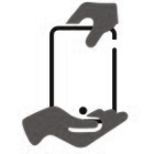 Zwei stilisierte Hände halten ein rechteckiges Objekt, Symbol für nachhaltigen Schutz.